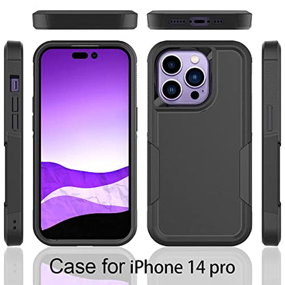 Heavy‑Duty Rugged Anti‑Drop Shockproof Protective Phone Case for iPhone 14 Pro, Durable Protective Shell, Black - color: Black, size: iPhone 14 Pro