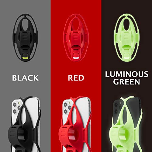 Bone Bike Tie 4, Bike Cell Phone Mount for Handlebar, Scratch-Free Silicone Holder with Anti-Slip Design, Universal Cycling Phone Holder Compatible with Most Smartphones (Red - Handlebar) - color: Bike Tie 4 - Red