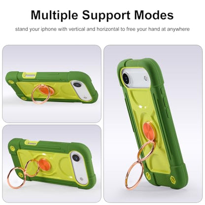MARKILL Compatible with iPhone Air Case 6.5 Inch 2025 with 360 Degree Rotate Ring Stand, Military Grade Drop Protection Full Body Rugged Protective Case Kids Avocado - color: Avocado, size: iPhone Air 6.5"