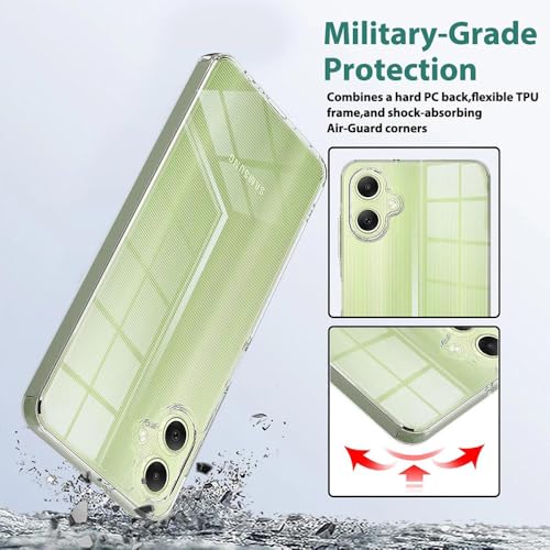 for Samsung Galaxy A06 5G Case Crystal Clear Slim Hard Case Hybrid Shockproof Bumper with Tempered Glass Screen Protector Full Body Anti-Yellow Anti-Scratch Phone Protective Cover - color: Galaxy A06 5G