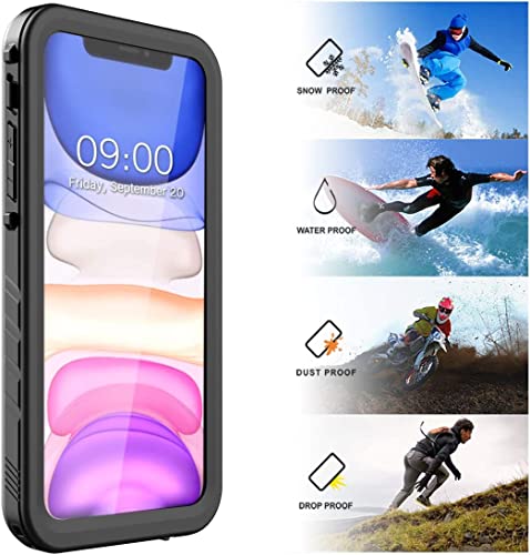 SPORTLINK Waterproof Case for iPhone 11, Full Body Heavy Duty Protection Full Sealed Cover Shockproof Dustproof Built-in Clear Screen Protector Rugged Case for iPhone 11 6.1 Inch Black | Anti-shock Rugged Military, IP68 Waterproof Anti-Dust Dual Protectio
