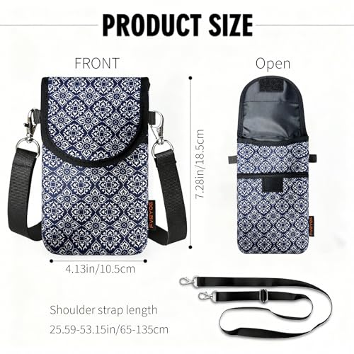 Neoprene Phone Sleeve Pouch Case Bag for Men Women w/Crossbody Strap/Neck Lanyard for iPhone 17/16/15/14 Pro Max, Samsung S25，Pixel 10 - color: Dark Blue Cell Phone Sleeves