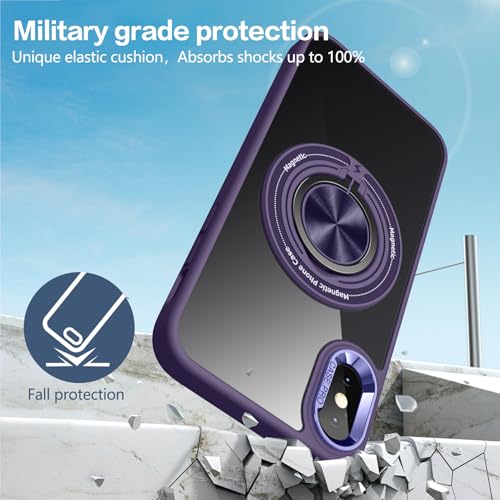 for iPhone Xs Case and iPhone X Case Compatible with Magnetic | With Ring Holder,Transparent Hard PC,Rotated Ring Holder Kickstand Phone Case 5.8in,Purple JUS12-40 - color: Purple