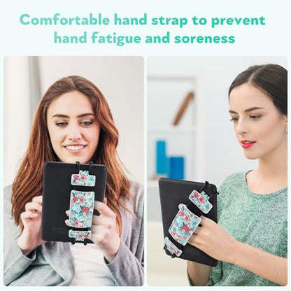 Secure Hand Strap for Kindle and Tablet - High Elasticity Finger Grip Holder Accessories for 6-8 Inches E-Book Tablet - color: Green Flower