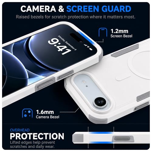 LOOXER® Heavy Duty Rugged Magnetic Case for iPhone 17 Air (6.5”) | Military Grade Shockproof Protection,MagSafe Compatible+ Tempered Glass Included (White, 17 Air) - color: White, size: 17 Air