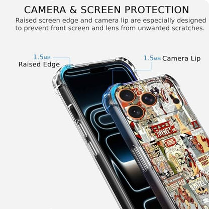Case for iPhone 17 Pro with Superhero Design,Cartoon Comic Pop Culture Art Collage,Clear Soft TPU Bumper Phone Cover,6.3"(Hero,17Pro) - color: Hero, size: iPhone 17 Pro