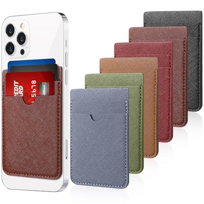Weewooday 6 Pcs 6 Pcs Stick on Phone Card Holder Wallet, Solid, Colorful - color: Colorful