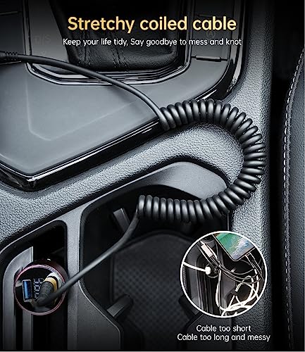 Short iPhone Charger Cable for Car, 2 Pack 3FT Coiled Lightning Cable - color: Gold, style: USB A to Lightning