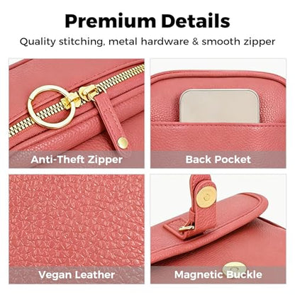 Small Touchscreen Phone Crossbody Bag for Women – Anti-Theft, RFID Blocking, Waterproof Leather Messenger Purse - color: Black