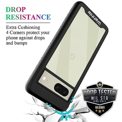 Compatible with Google Pixel 7 Case, Built in Screen Protector Full Body Shockproof Slim Fit Bumper Protective Phone Cover Men Women-Black/Clear - size: Google Pixel 7