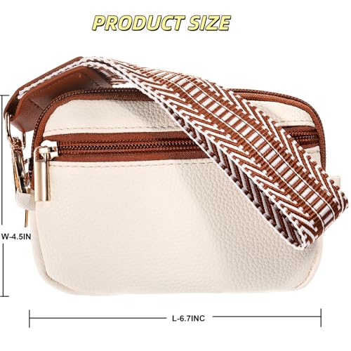 Clip and Go strap for phone with Leather Wallet crossbody phone - color: White Brown