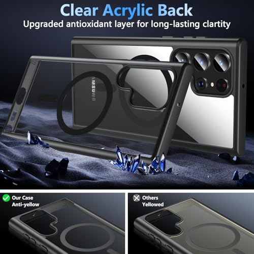 Hensinple for Samsung Galaxy S22 Ultra Case Magnetic, Galaxy S22 Ultra Phone Case [Compatible with Magsafe] Wireless Charging Translucent Back Cover Case 6.8 Inch,Black - color: Black-S22 Ultra, size: Galaxy S22 Ultra 6.8 inch