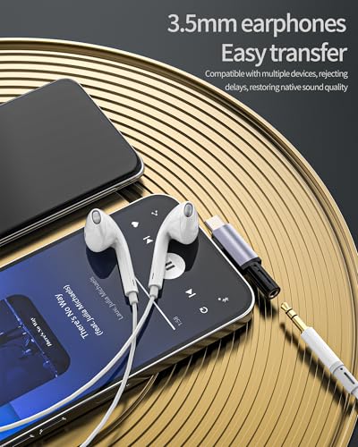 Aux to USB C Lightning Adapter for Iphone 17 16 15 14 13 Pro Max (2in1) Headphone Jack 3.5mm Audio Cable Male Connector Pc for Ipad Adaptor Compatible with Samsung S21 Stereo Earphone Accessory Adater