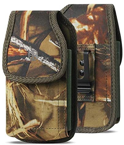 AH Heavy Duty Cell Phone Holster, Hunting Camo Phone Pouch Carrier S5 Belt Clip Phone Belt Holder with Loops Belt Clips for Holsters Fits iPhone 6 7 8 11 Galaxy S8 S9 S10 w/Thick Case (Medium) - color: CAMO, size: MEDIUM CAMO