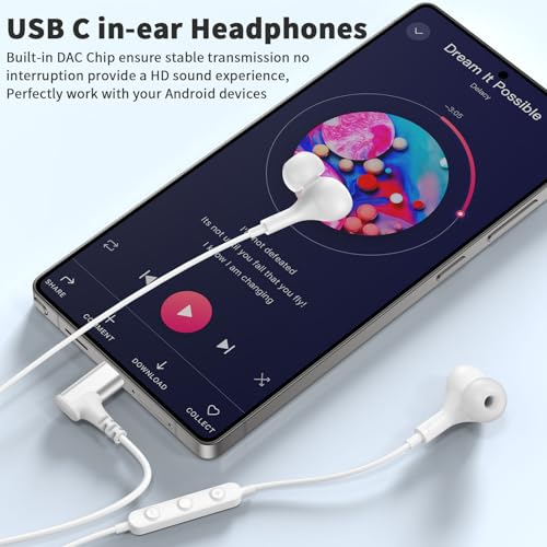 USB C Headphones Earbuds Wired for iPhone 17 18 Pro Max 16 16e/iPad - color: White