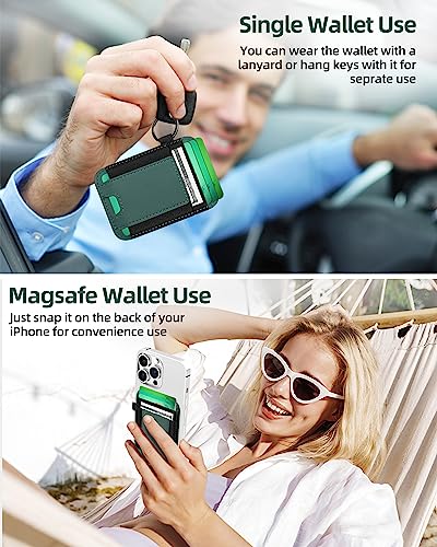 For Magsafe Wallet, 7 Card Holder, RFID Blocking, Strongest Magnet | Magnetic Wallet for iPhone 17/16/15/14/13/12 Series, for Magsafe Card Holder with 2 Card Slots, Vegan Leather, Green - color: Green