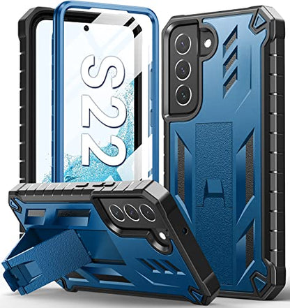SOiOS for Samsung Galaxy S22 Protective Case: Military Grade Drop Proof Protection Mobile Phone Cover with Kickstand | Rugged Shockproof TPU Matte Textured Sturdy Phone Bumper (Blue) | 20FT Military-Grade Drop Shockproof Protection, Durable Matte Textured
