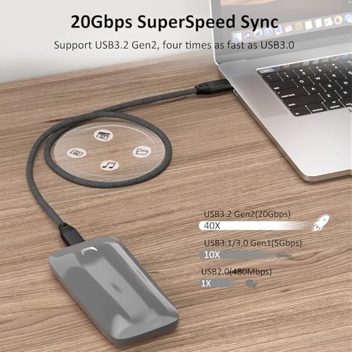 USB C to USB C Cable 100W 0.6FT 2Pack, Short USB C 3.2 Gen 2X2 20Gbps Cable - color: Black, size: 0.6FT(2PACK)