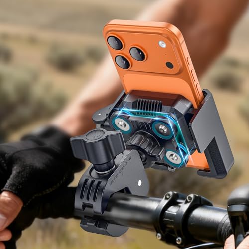 New Anti-Vibration Bike Phone Holder, Shockproof Motorcycle Phone Mount with Secure Lock, Camera Friendly Handlebar Phone Holder for E-Bike, Electric Scooter, Bicycle, Fits 4.7-7 Inch Phones