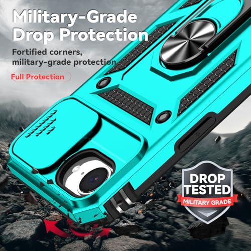 for iPhone 17E / iPhone 16E Case, with Camera Lens Cover HD Screen Protector, Dual Layer Military-Grade Drop Tested Magnetic Ring Holder Kickstand Protective Phone Case for iPhone 16E / 17E (Mint) - color: Mint with camera cover Military-Grade 2nd gen
