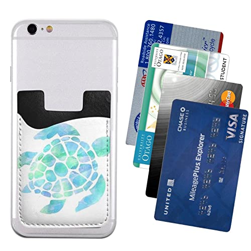Watercolor Turtle Phone Credit Card Holders Sleeve Adhesive Wallet Compatible with Most Back of Phones - color: Watercolor Turtle