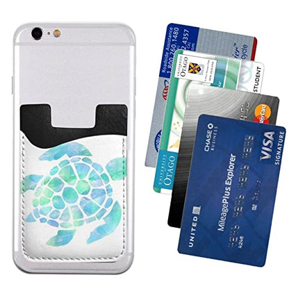 Watercolor Turtle Phone Credit Card Holders Sleeve Adhesive Wallet Compatible with Most Back of Phones - color: Watercolor Turtle
