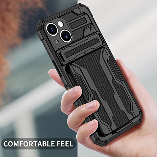 for iPhone 15 Wallet Case with Card Holder, Black | Detachable Card Holder, Built-in Kickstand, with Screen Protectors, Military Grade, Full Body Shockproof - size: for iPhone 15 - 6.1''