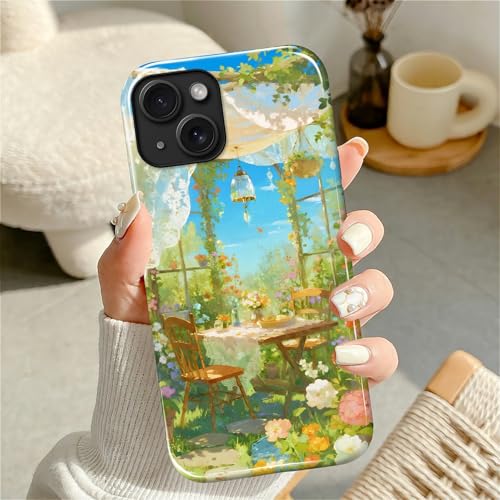 Case for iPhone 13 iPhone 14, Shockproof Hybrid Protective Phone Case, Dual-Layer Drop Protection Anti-Scratch, Sunny Garden - color: Sunny Garden, size: iPhone 13 14