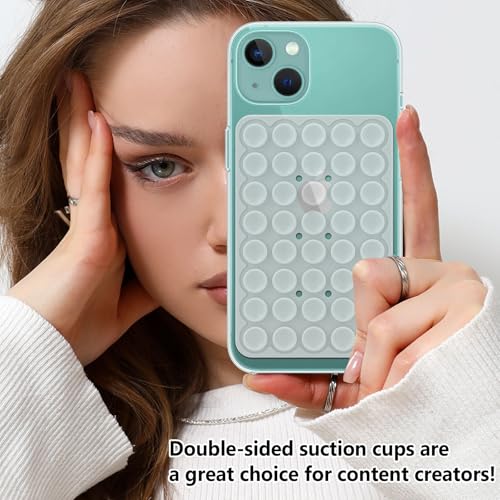 White Double Sided Silicone Suction Phone Grip Mount Cups Removable Durable Phone Stand Kickstand for Teen Girls Trendy Stuff – Hands-Free Phone Holder and Cell Phone Grips Accessories Translucent