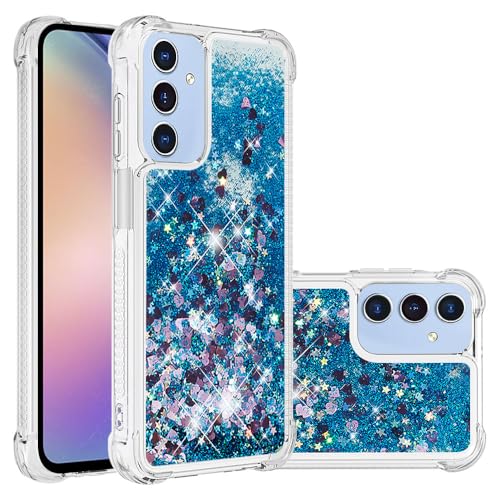 for Samsung Galaxy A17 5G Case Glitter Cute Liquid Love Blue YB | Phone Case for Girls Women,Bling Sparkly,Floating Quicksand,Soft TPU Clear,Shockproof Protective,Bumper Durable - color: Love, size: Samsung Galaxy A17 5G