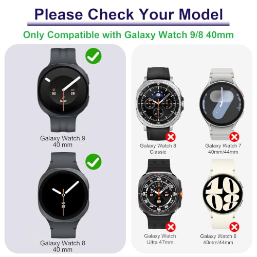 10+4 Pack Bling Case for Samsung Galaxy Watch 9/8 40mm with Tempered Glass Screen Protector, Glitter Diamond Hard PC Scratch Resistant Protective Cover Compatible with Galaxy Watch 9/8 40mm - size: Watch 9/8-40mm
