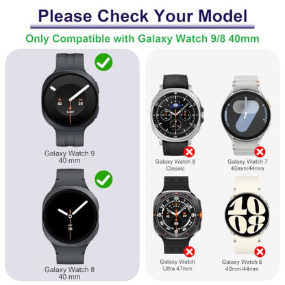 10+4 Pack Bling Case for Samsung Galaxy Watch 9/8 40mm with Tempered Glass Screen Protector, Glitter Diamond Hard PC Scratch Resistant Protective Cover Compatible with Galaxy Watch 9/8 40mm - size: Watch 9/8-40mm