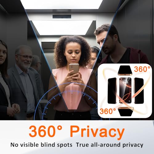 2 Pack for 360° iPhone 17 Pro Max Privacy Screen Protector, Fits iPhone 16 Pro Max, 4-Way Anti-Spy,2 Dust Free Trays, 9H Shatterproof,Full Coverage Sensitive Touch Tempered Glass - size: 17 Pro Max/16 Pro Max