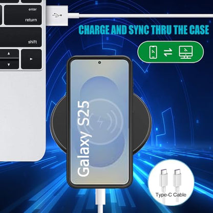 Battery Case for Galaxy S25,Upgraded 10000mAh Rechargeable Portable Extended Battery Pack Supported Qi Wireless Charging Case Compatible with Galaxy S25(6.2 inches) Charging Case-Black - size: Galaxy S25