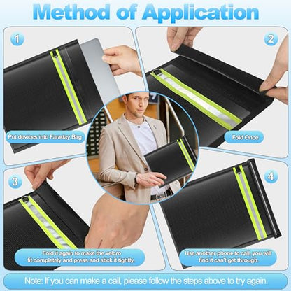 Large Faraday Bags EMP Proof,Portable Faraday Cage for Laptops Tablets,Faraday Bags with Handle&Reflective Strip,EMP bags for Electronics,Fireproof Waterproof RFID Signal Blocker Faraday Pouch - size: 1 Pack XL(Up to Laptop)