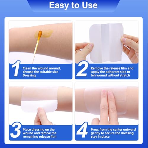 Niceful Extra Large Hydrocolloid Bandages 4"x8", 8 Count - size: 4" x 8" (8 Dressings)