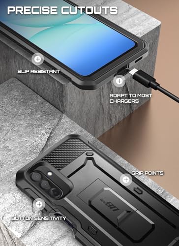 SUPCASE for Samsung Galaxy A17 5G Case with Screen Protector, Black | Built-in Kickstand, Belt Clip, Full-Body Heavy Duty Rugged Shockproof, Military-Grade Protection, Unicorn Beetle Pro - size: Galaxy A17