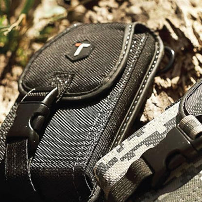 ToughTested Heavy Duty Phone Holster, Belt Clip & Carabiner Tactical Pouch | Rugged smartphone case with 6-point protection and secure hook-and-loop closure for worksites and travel