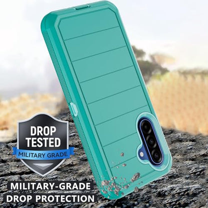 for Samsung Galaxy A17 Case with Belt Clip Holster & Kickstand, Heavy Duty 3-Layer Military Grade Rugged Full Body Protection Cover Case for Galaxy A17 5G (Teal) - color: Teal