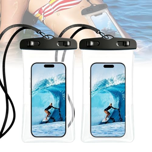 IPX8 Waterproof Phone Pouch[Anti-Pop Lock]Dustproof Outdoor Phone Protector | with Touch Screen Dry Bag Case with Lanyard,Beach &Cruise Essentials Gifts for iPhone 17 16 15 14 Pro Max,Galaxy S26 S25,7.2" - color: Black
