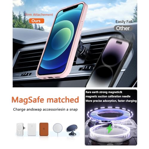 Magnetic iPhone 12/12Pro case,Compatible with Magsafe, Military-Grade Protection,Slim Translucent Matte Shockproof with Anti-Scratch Anti-Fingerprint Phone Cover (Pink, iPhone 12/12Pro) - color: Pink, size: iPhone 12/12Pro
