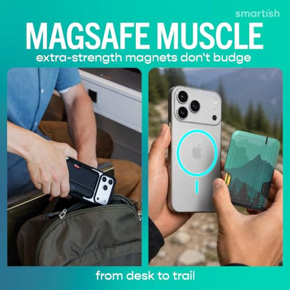 Smartish MagSafe Wallet, Side Hustle Vault, RFID Card Holder, Mountains | Magnetic Credit Card Holder, Holds 4 Cards, RFID Blocking Sleeve, Slim Metal Cell Phone Wallet, Sticks to Mounts for iPhone - color: Moving Mountains, size: Vault - RFID Blocking
