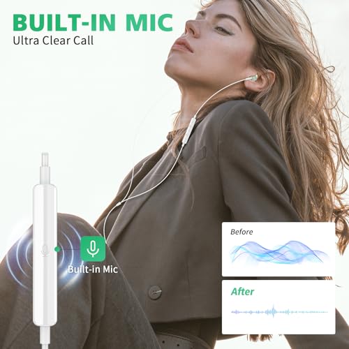 ASKUBSKU Wired Earbuds USB C for Samsung S26 S25 Ultra S24 S22 S23 Fe Green - color: Green