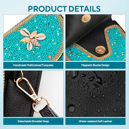 Small Beaded Crossbody Bag for Women, Boho Cell Phone Shoulder Purse Wallet with Handcrafted Colorful Beads - color: Tree-10