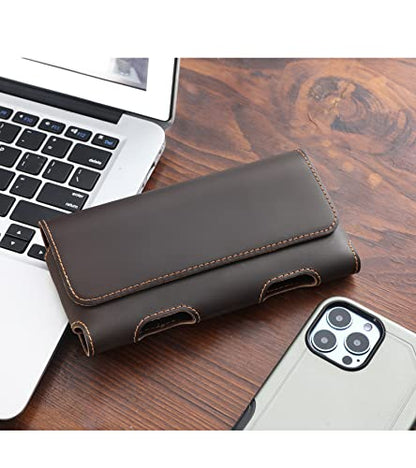 Gcepls Leather Phone Holster for iPhone SE, iPhone 8, 7, 6s,Premium Cowhide Leather Phone Belt Holder Pouch with Belt Clip, Magnetic Closure Cell Phone Holster Case (Fits Otterbox Commuter Case on) - color: Dark Brown, size: Small (5.6x2.95x0.6”)