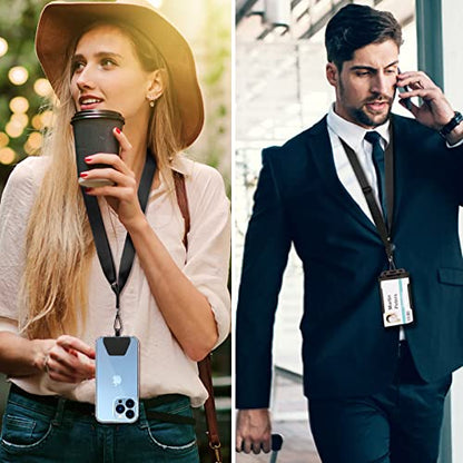 CACOE Phone Lanyard 2 Pcs-1 Pcs Adjustable Neck Strap,1 Pcs Wrist Strap,2 Pads,Universal Crossbody Multifuctional Cell Phone Lanyards Compatible with Most Smartphones(Black) - color: Black