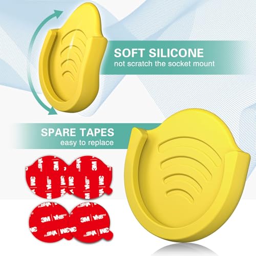 pop-tech 2 Pack Socket Car Mount, Silicone Phone Holder for Collapsible Grip Users with 3M Sticky Adhesive Replacement Used on Wall, Dashboard, Mirror, Desk, Home, Door, Office Yellow - color: Yellow