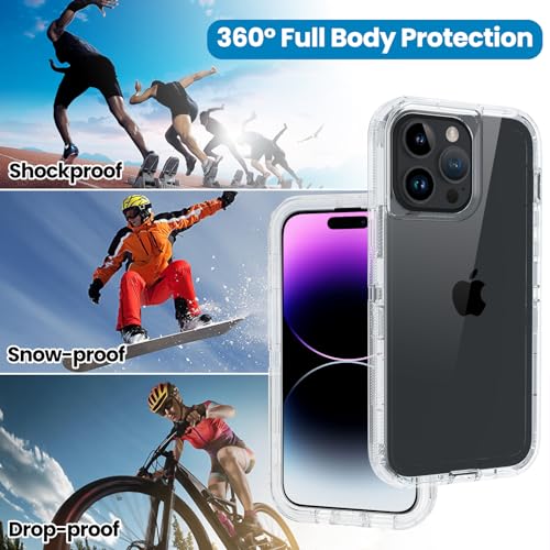for iPhone 14 Pro Max Clear Case with 2 Screen Protector,[Not Yellowing] Military Grade Drop Protection Thick Anti-Fall Transparent Heavy Duty Shockproof Phone Cover 6.7"(Clear) - color: Clear