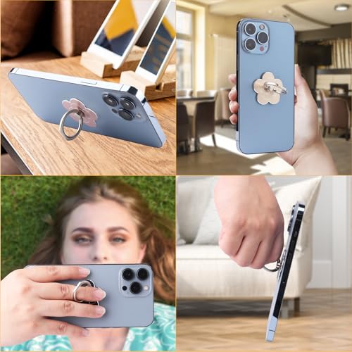 4pcs Cell Phone Ring Stand,Cell Phone Ring Holder Flower,360 Rotate and 180°Angle Adjustable Metal Finger Ring Socket Grip Kickstand for Smartphones
