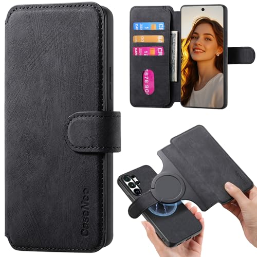 2 in 1 Wallet Case for Samsung Galaxy S26+ Plus CMG Black | PU Leather Magnetic Flip Folio Case with RFID Blocking Card Holder, Credit Card Slots Kickstand, Shockproof Protective Cover - color: Black, size: Samsung Galaxy S26+